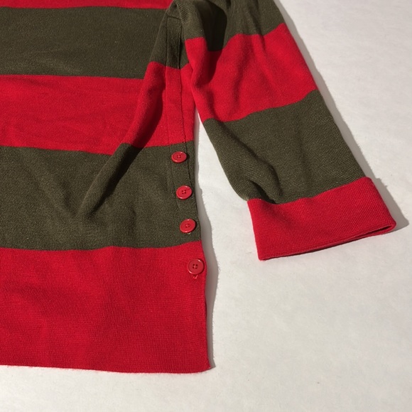 Womens Freddy Krueger sweater large by Talbots red olive green stripes - Picture 4 of 8